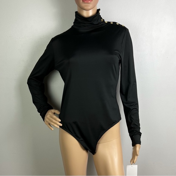 NEW AMANDA UPRICHARD BLACK TURTLENECK BODYSUIT - Picture 2 of 8